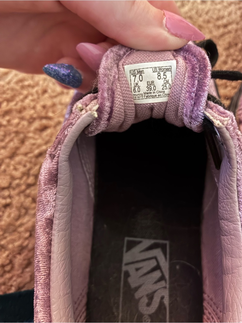Vans Lavender Velvet Low-Top Sneakers - Picture 3 of 3